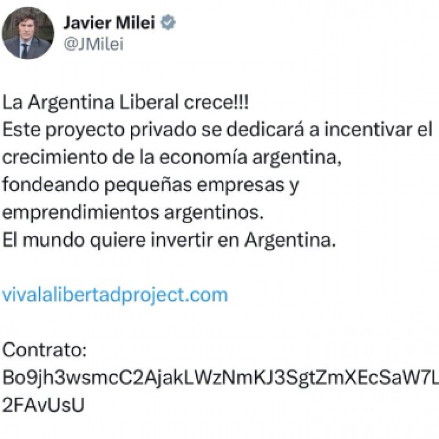 MILEI RECOMENDÓ UNA CRIPTO-MEME: MOVIÓ MILLONES Y SE DESPLOMÓ