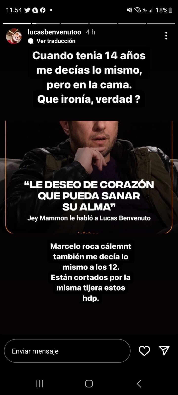 LA RESPUESTA DE LUCAS BENVENUTO A JEY MAMMÓN: 