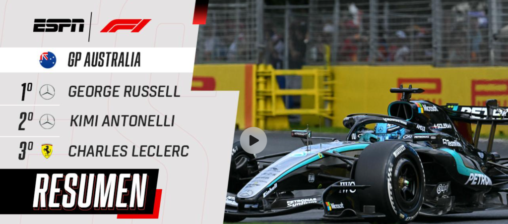 COLAPINTO TERMIN&Oacute; 14 EN EL GP DE AUSTRALIA DE F&Oacute;RMULA 1 Y RUSSELL SE QUED&Oacute; CON EL TRIUNFO