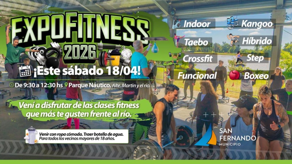 SAN FERNANDO INVITA A UNA NUEVA EXPOFITNESS EL S&Aacute;BADO EN EL PARQUE N&Aacute;UTICO