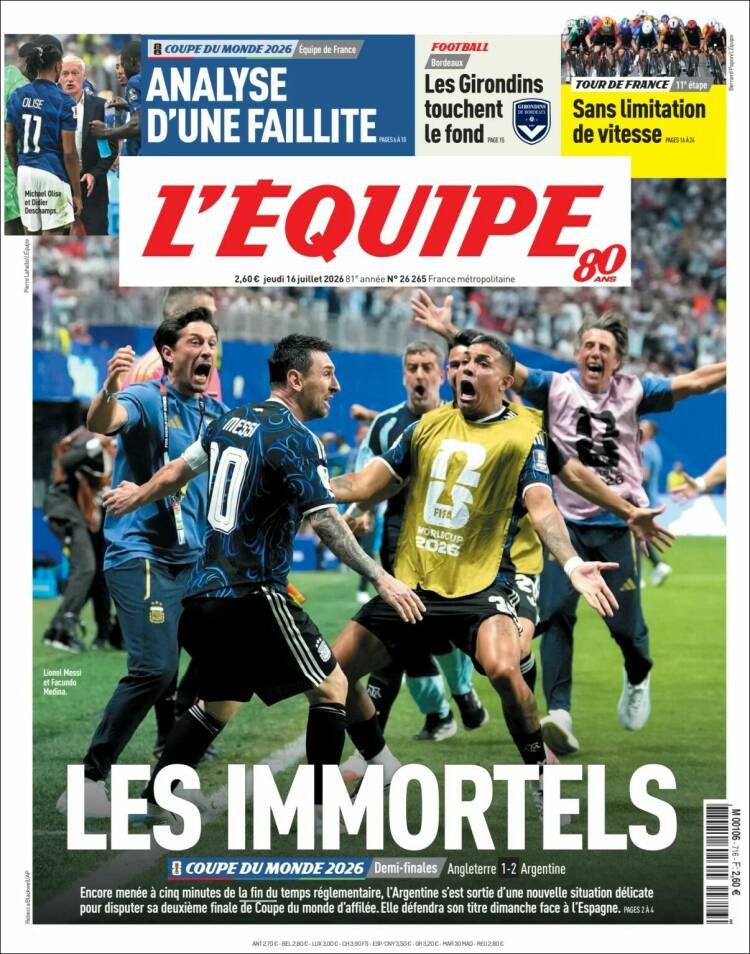 EL MUNDIAL EN LAS TAPAS DE LOS DIARIOS DEL MUNDO