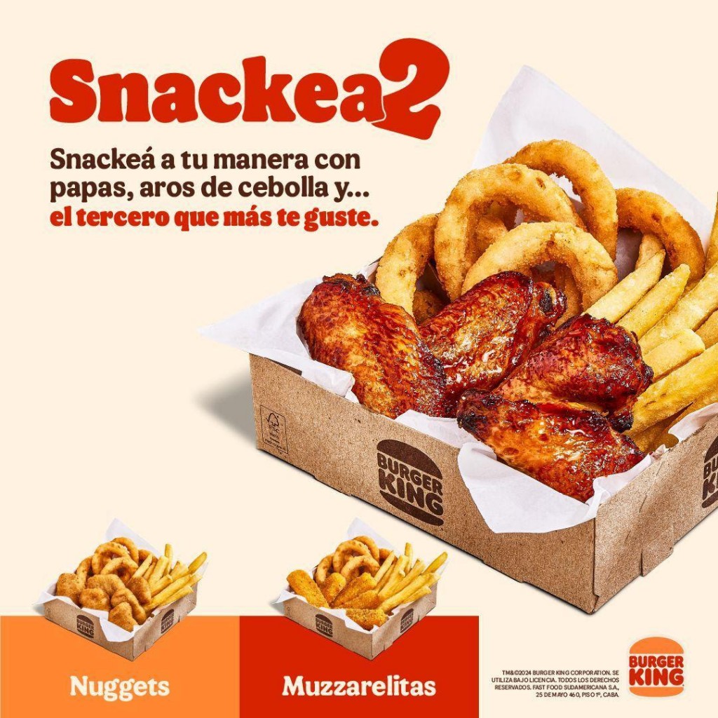 BURGER KING ARGENTINA LANZA “SNACKEADOS”, UNA NUEVA MANERA DE DISFRUTAR LOS FAVORITOS DE SIEMPRE