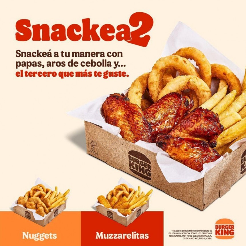 BURGER KING ARGENTINA LANZA “SNACKEADOS”, UNA NUEVA MANERA DE DISFRUTAR LOS FAVORITOS DE SIEMPRE