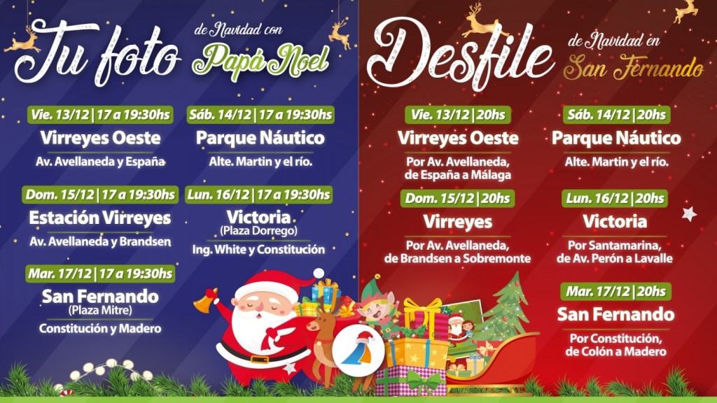 PAPÁ NOEL REGRESA A SAN FERNANDO CON DESFILES DE NAVIDAD Y FOTOS EN FAMILIA